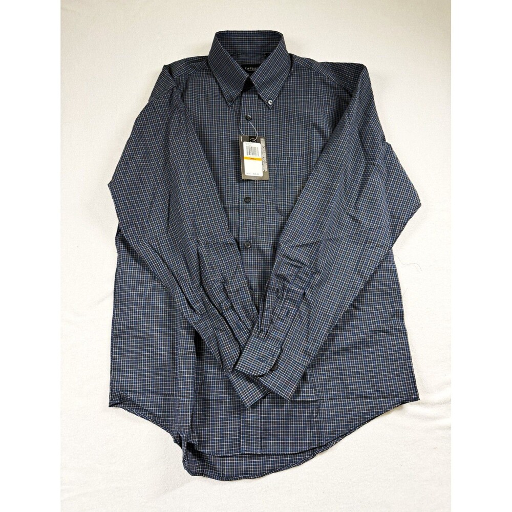 Van Heusen Collection Classic Fit Dress Shirt S 14-14.5/32-33 Blue Check NEW 371
